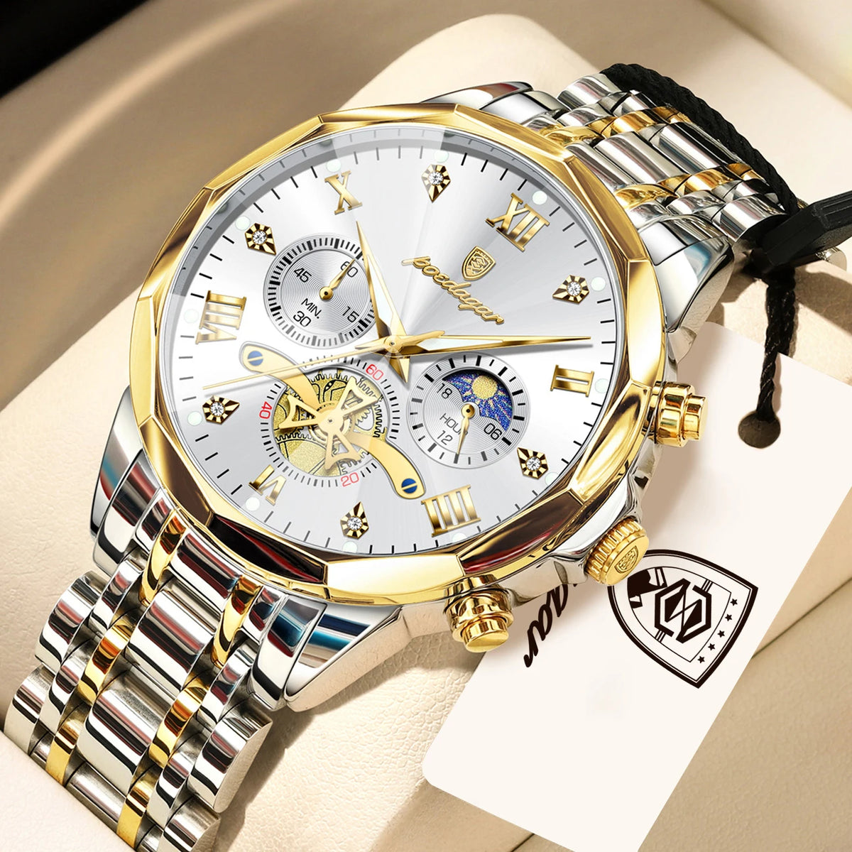 Reloj de lujo original para hombre POEDAGAR, resistente al agua, luminoso, cronógrafo, de acero inoxidable, de cuarzo, para negocios, Reloj Hombre