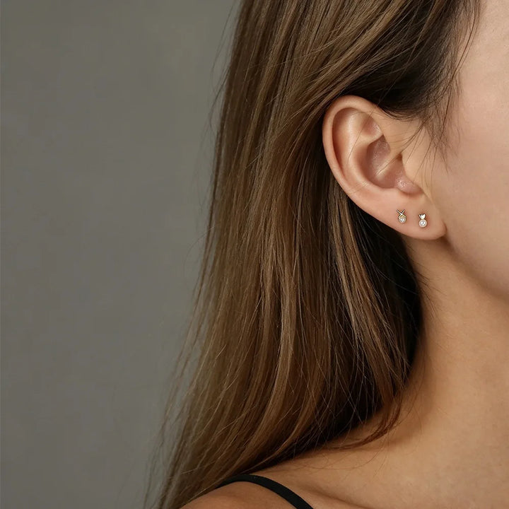 Perlas personalizadas en forma de corazón, estrella y luna con borlas de circonio, piercing de hueso con base plana