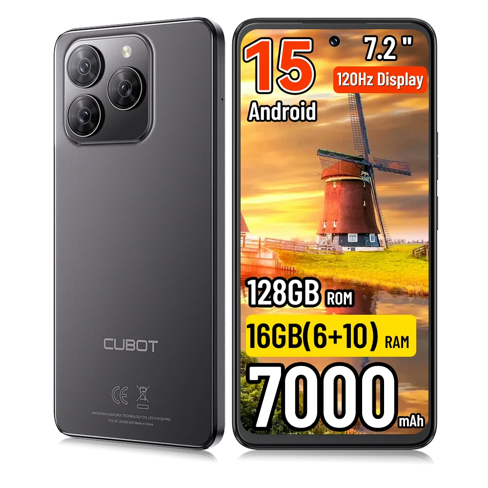 [Envío desde Polonia] Cubot Note 60 7000mAh Smartphone Android 15 7.2'' 120Hz 16GB(6+10GB) RAM 128GB ROM Cámara de 48MP Teléfonos móviles