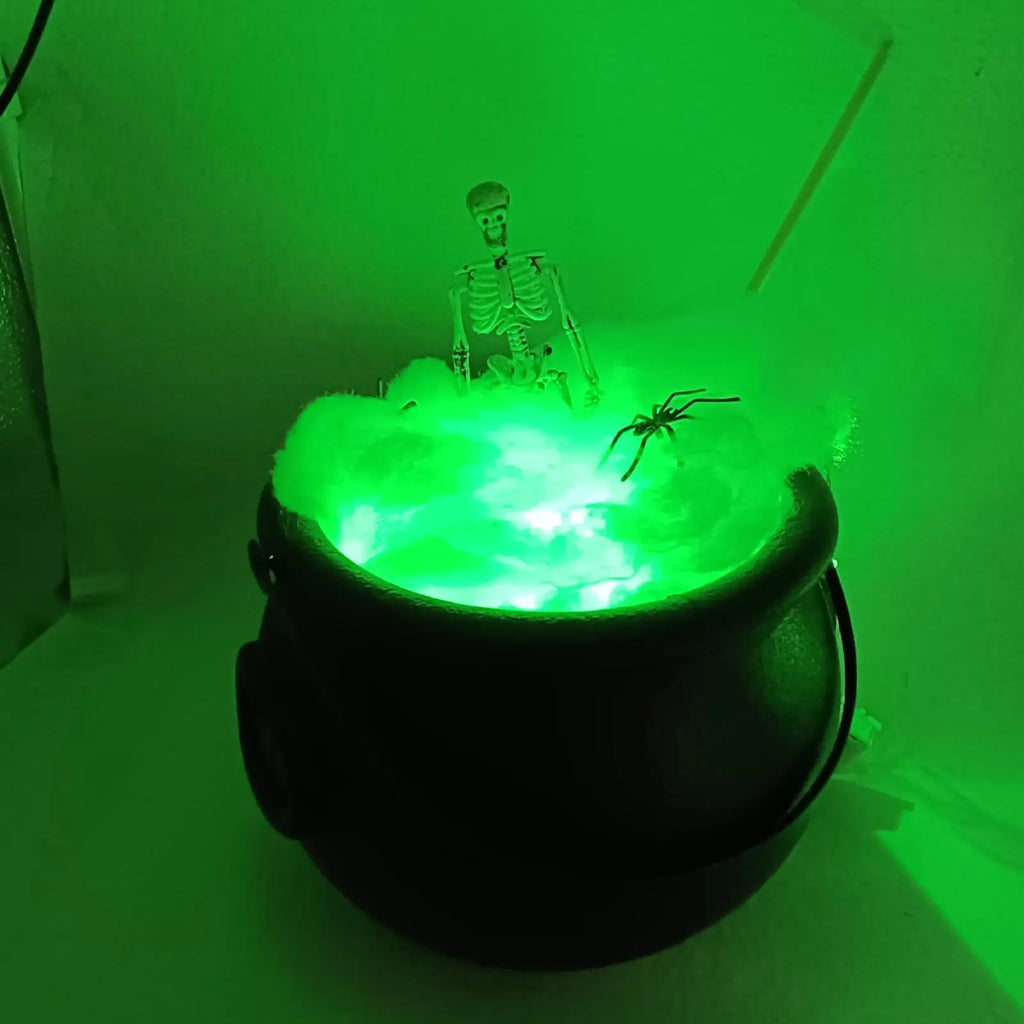 Large Cauldron Cauldron Halloween Decorations With Skeleton And LED Lights Black Witch Bowl Spooky Props For Mantel Desktop