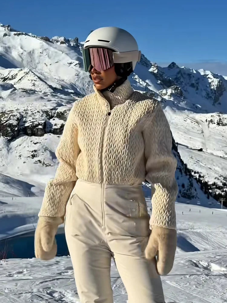 Mono de esquí acolchado con cuello alto y cremallera, manga larga, para mujer, invierno 2026, traje de nieve cálido, casual, mono de esquí de una pieza para mujer