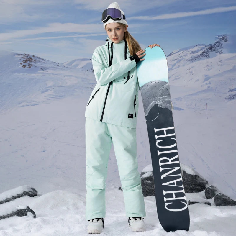 Trajes de esquí gruesos para hombres y mujeres, tablas de snowboard de montaña, pantalones de nieve, a prueba de viento, impermeable, cálido, conjunto de pareja