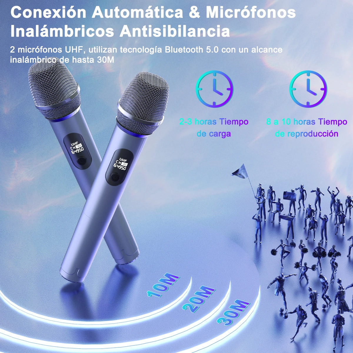 T10 Wireless Bluetooth Speaker, Karaoke Machine with 2 Microphone, Home Karaoke System with LED Party Light, Remote Control