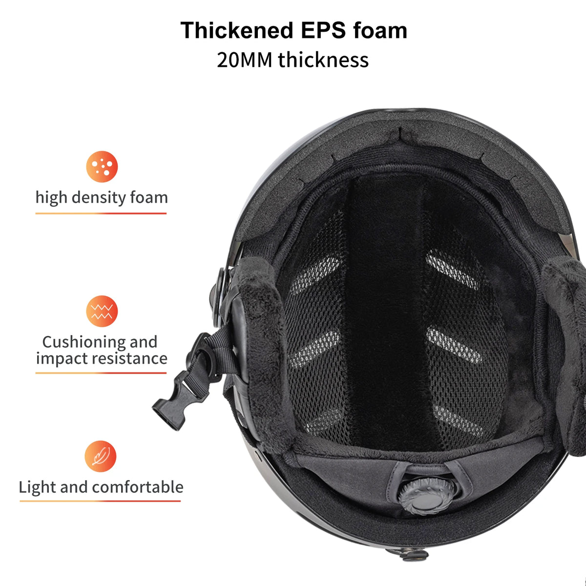 SEEKER Casco de Esquí para Deportes de Invierno, Casco con Espejo Integrado, Anti-Impacto, para Adultos, para Tabla Simple y Doble, Casco de Seguridad para Esquí al Aire Libre