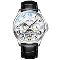 Reloj mecánico de negocios OLEVS 7013 con esfera redonda y correa de acero inoxidable