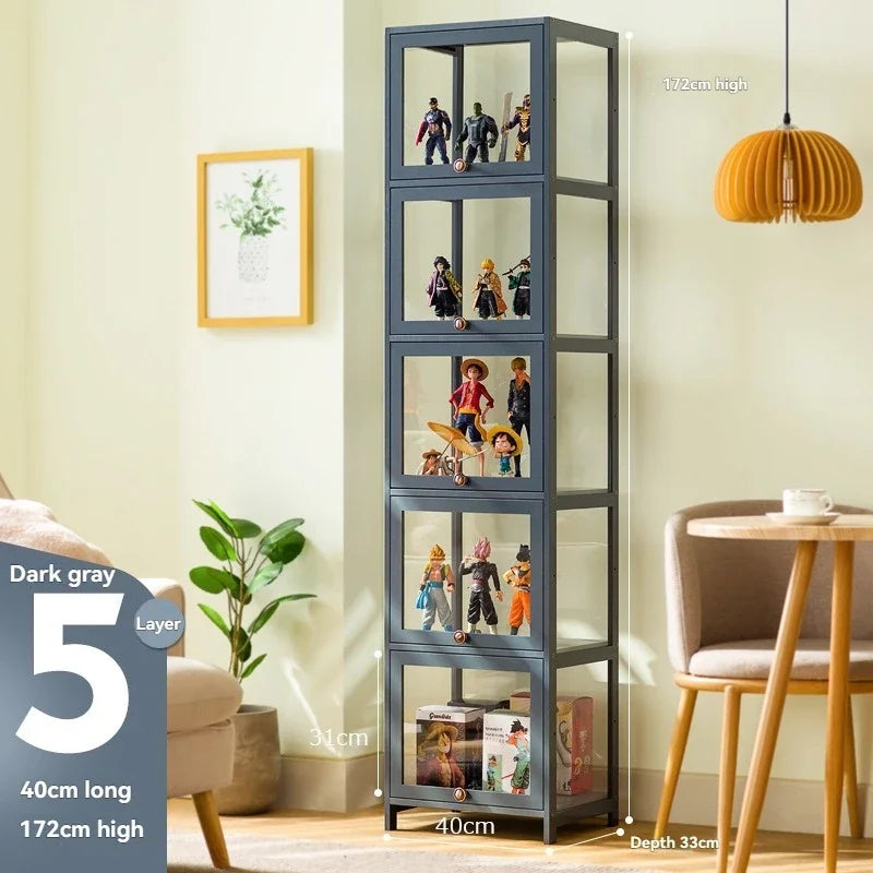 Vitrina hecha a mano, vitrina transparente a prueba de polvo con imitación de vidrio, caja de almacenamiento acrílica para juguetes Lego, estante para libros
