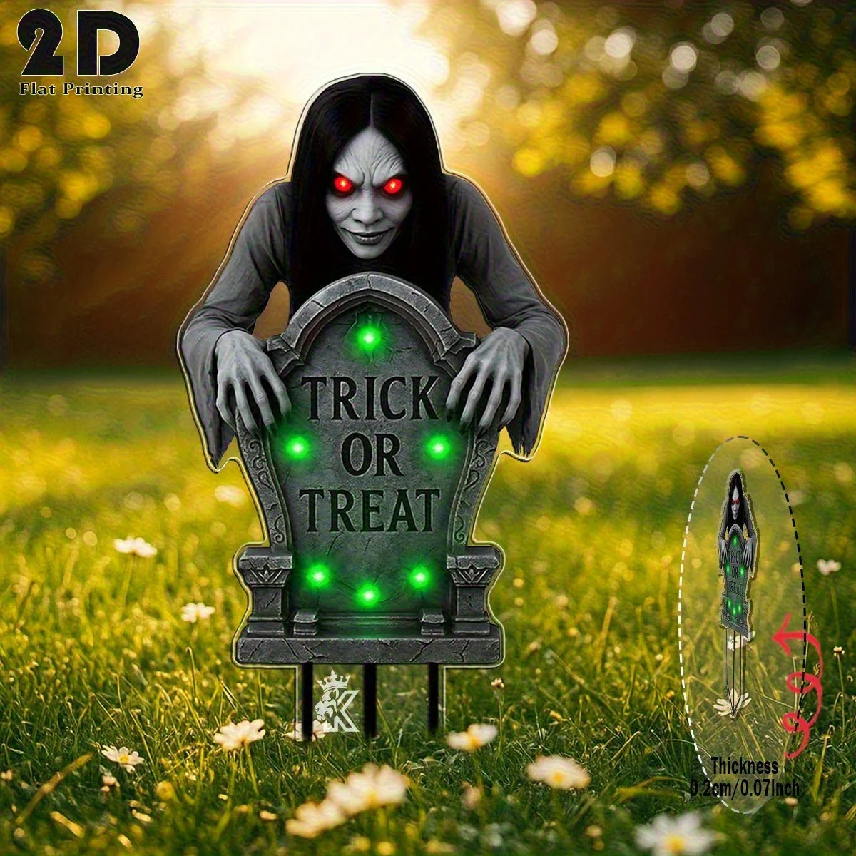 Adorno de fantasma femenino de terror con linterna de Halloween, decoración espeluznante de acrílico 2D para insertar en el jardín, decoración DIY para el hogar y exteriores, regalo