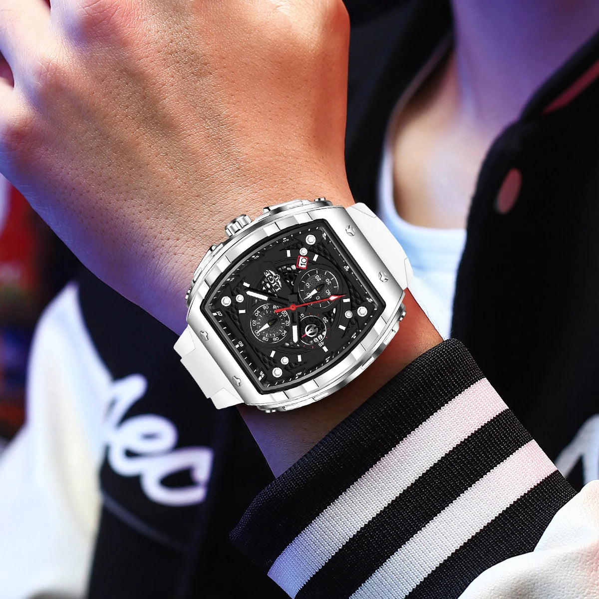 Reloj de cuarzo para hombre LIGE, cuadrado, de lujo, de marca reconocida, estilo deportivo casual, resistente al agua 50M, con fecha automática, reloj militar de pulsera