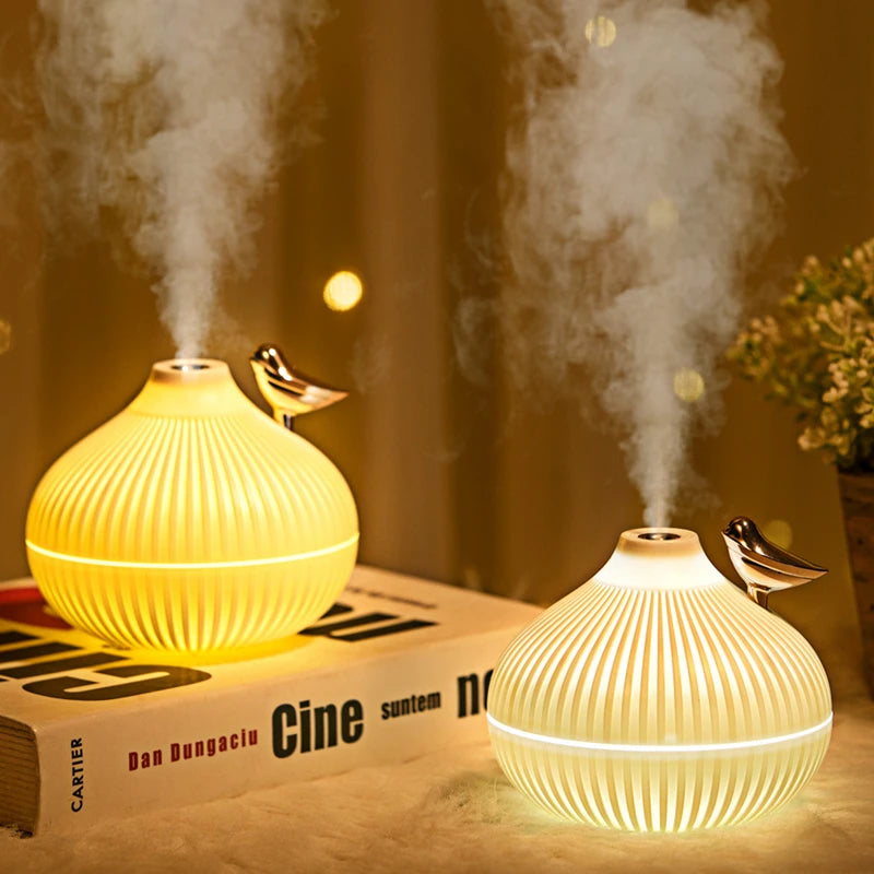 Humidificador de aire USB de 300ml, Mini difusor de Aroma de agua con luz LED nocturna cálida para el hogar, Humidificador ultrasónico de niebla fría
