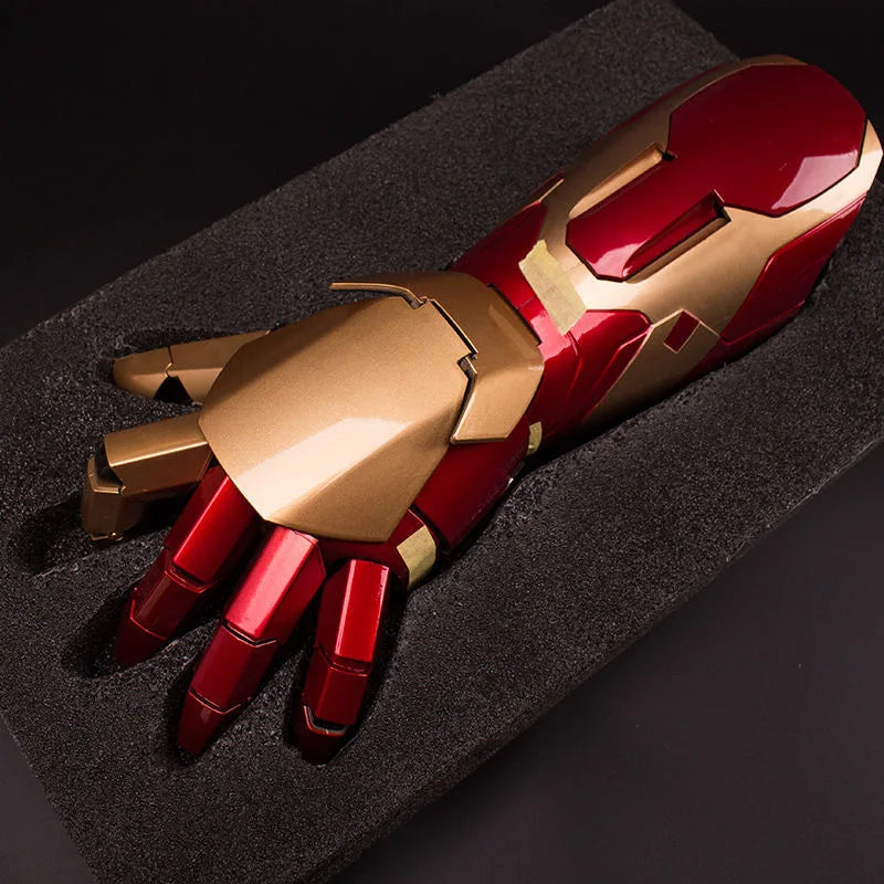Nuevo Mk43 1:1 vengadores Marvel Iron Man guantes de brazo brillantes Cosplay accesorios de rendimiento figura usable juguetes muñecas regalos