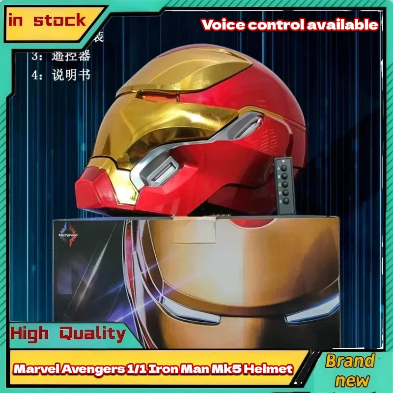 Nuevo en Stock: Casco de Iron Man Mk5 de Marvel Avengers, Escala 1/1, con Apertura y Cierre Eléctrico Automático por Activación de Voz, Juguete Coleccionable