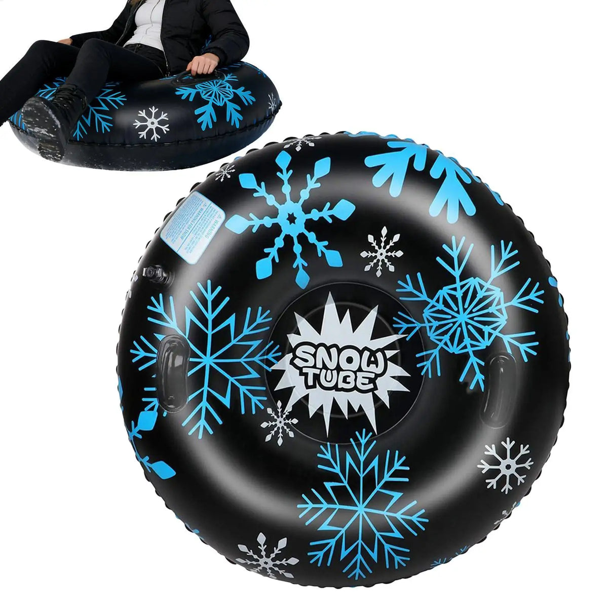 Tubo de nieve inflable, anillo de remolque para deportes al aire libre para adultos, tabla de esquí de PVC engrosada con forma de copo de nieve, trineo de nieve en forma de donut, equipo de trineo