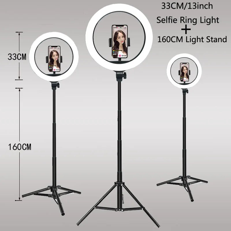 26 33CM luces de vídeo luz regulable Selfie LED anillo de luz USB anillo de iluminación lámpara con trípode soporte para hacer Youtube Ringlight
