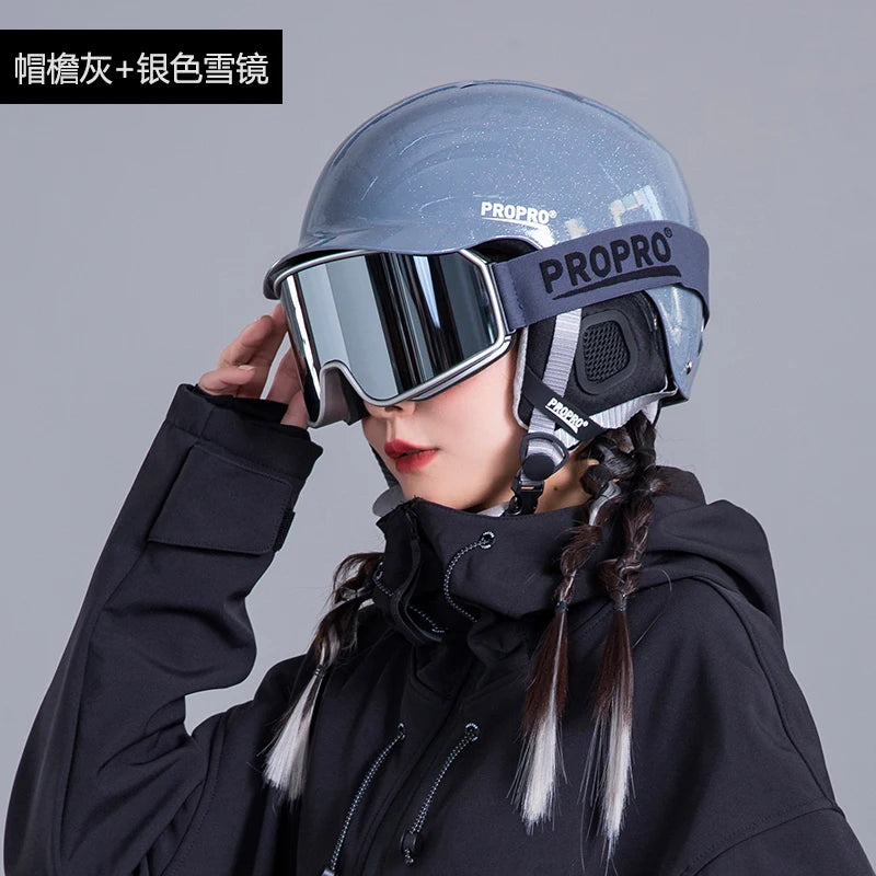 Casco de Esquí Ligero PROPRO con Seguridad Integrada, Casco de Esquí y Snowboard de Invierno Certificado, Casco de Esquí para Motocicleta para Hombre y Mujer