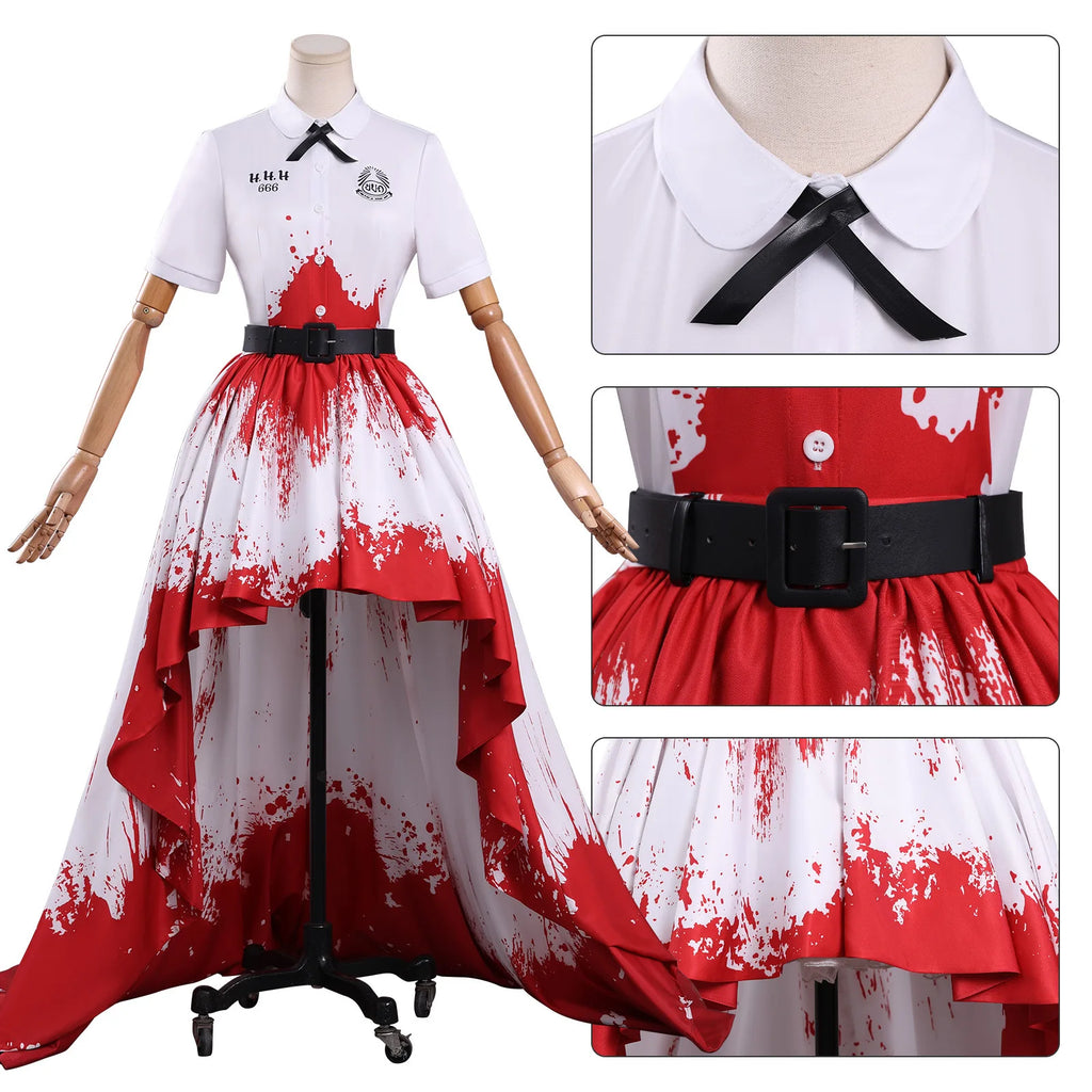 Disfraz de Cosplay de Chica Prohibida de Terror en Rojo, Vestido Manchado de Sangre, Disfraz de Carnaval de Halloween para Mujer