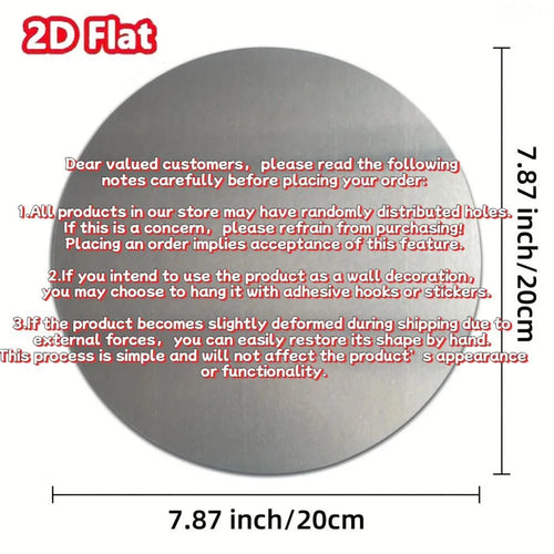Cartel decorativo circular de metal, 20 cm, estilo “2D Flat”