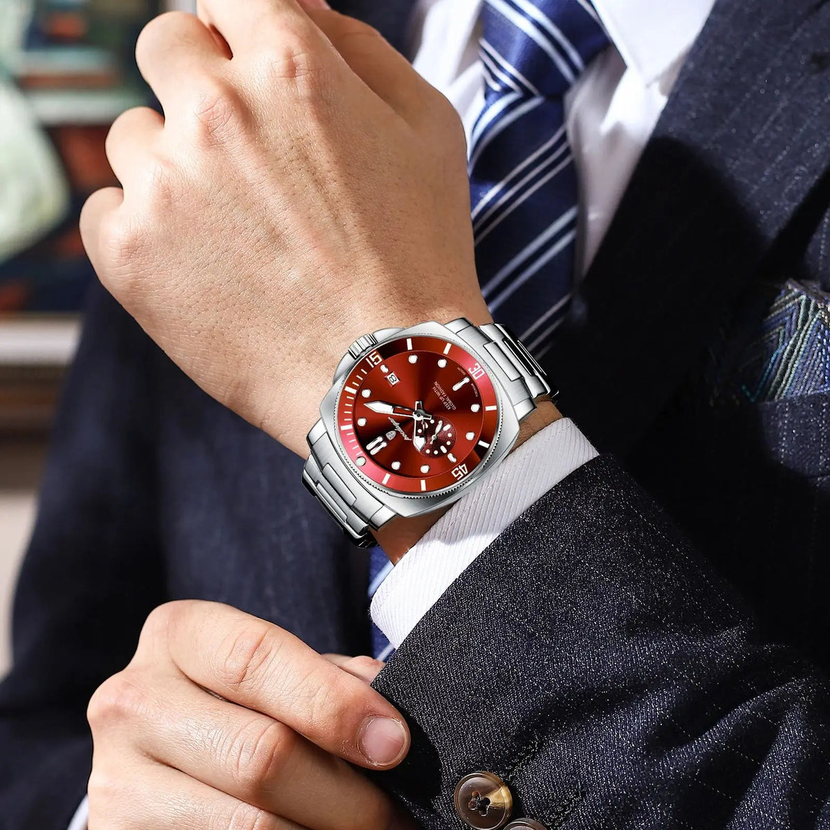 Reloj POEDAGAR de lujo para hombre, moderno, resistente al agua, con fecha, luminoso, de acero inoxidable, reloj de cuarzo para negocios y deportes