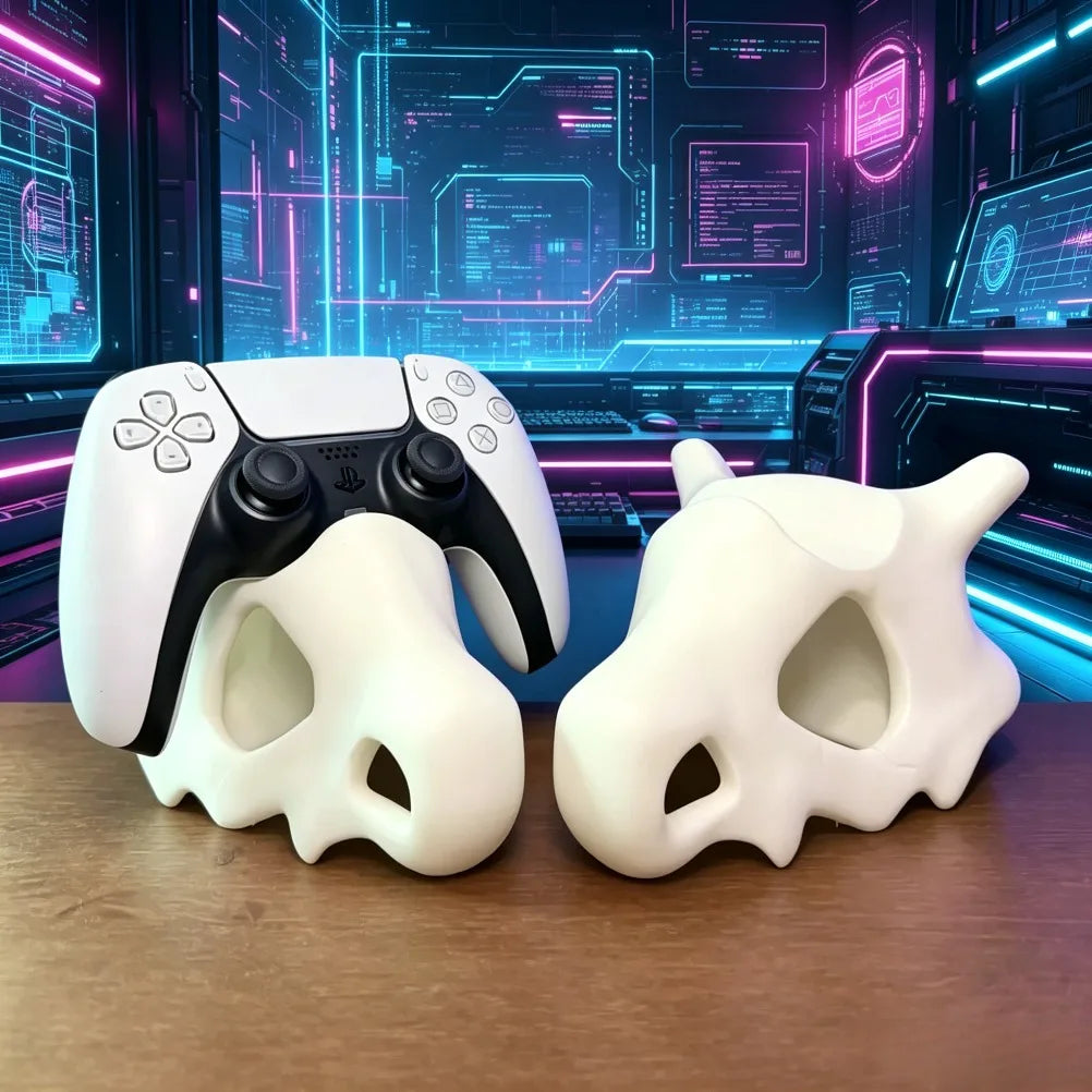 Soporte para mando con forma de cráneo de Cubone impreso en 3D, adorable base de exhibición estable para mandos de videojuegos, decoración de habitación gamer para PS5 DualSense