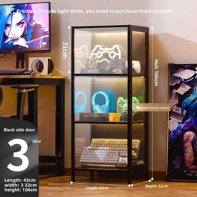 Vitrina de exhibición para el hogar, modelos de juguetes Gundam, productos de e-sports, vitrina de cristal transparente, vitrina para cascos y bloques de construcción.