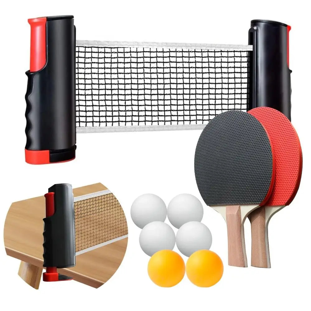 Red de ping-pong retráctil con estructura, bolsa de transporte, diseño de fácil montaje, juego de tenis de mesa con accesorios completos, ligero.