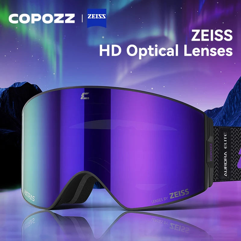 COPOZZ Nuevas Gafas de Esquí Magnéticas para Hombre, Gafas de Esquí Antivaho para Adultos, Protección UV400, Gafas de Snowboard con Lentes Zeiss