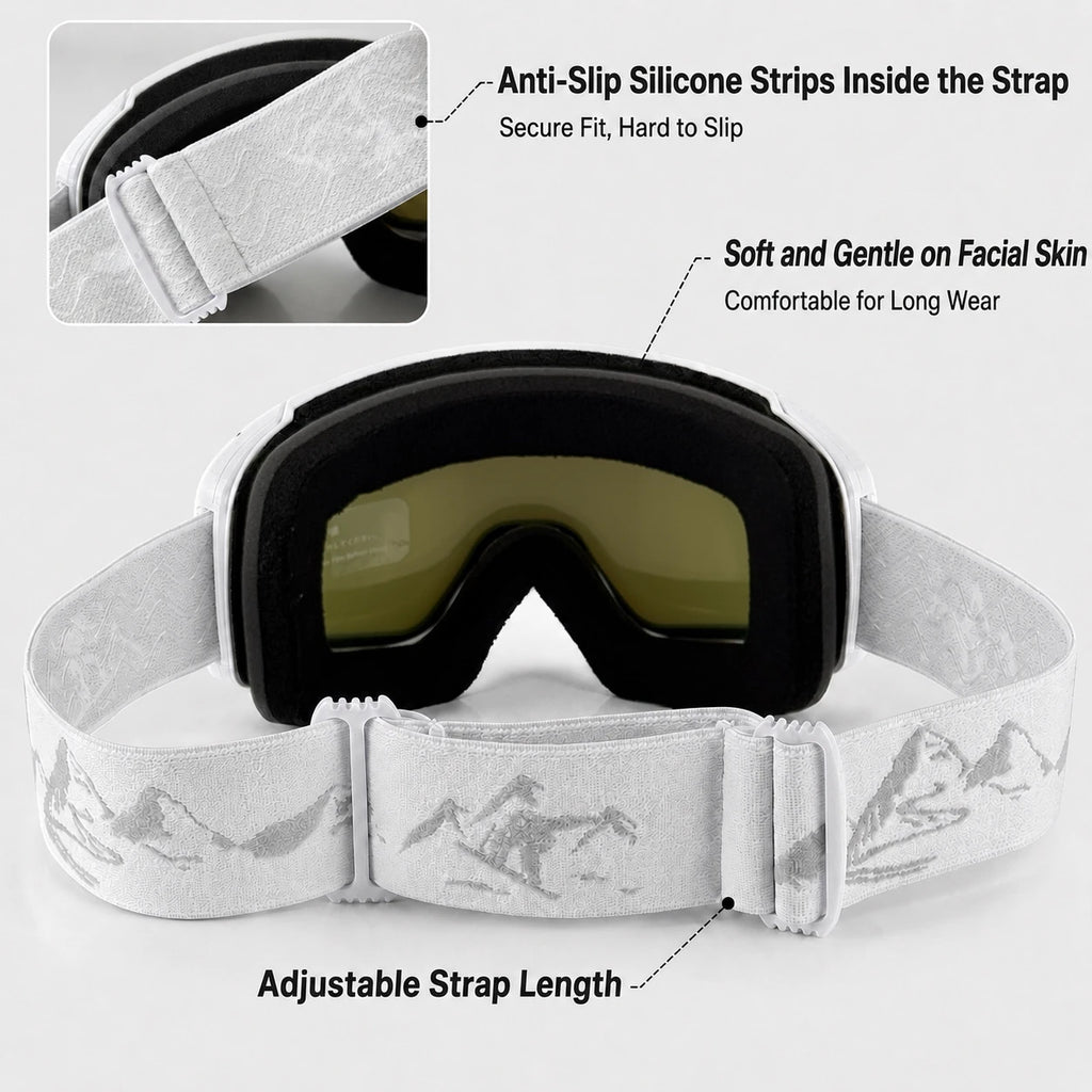 Gafas de esquí, lentes HD antivaho, diseñadas para deportes de esquí al aire libre, ajuste unisex, equipadas con correa ajustable para la cabeza.