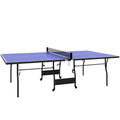 SPORTNOW Mesa de Ping-Pong Plegable con 4 Ruedas 274x152,5x76 cm Azul