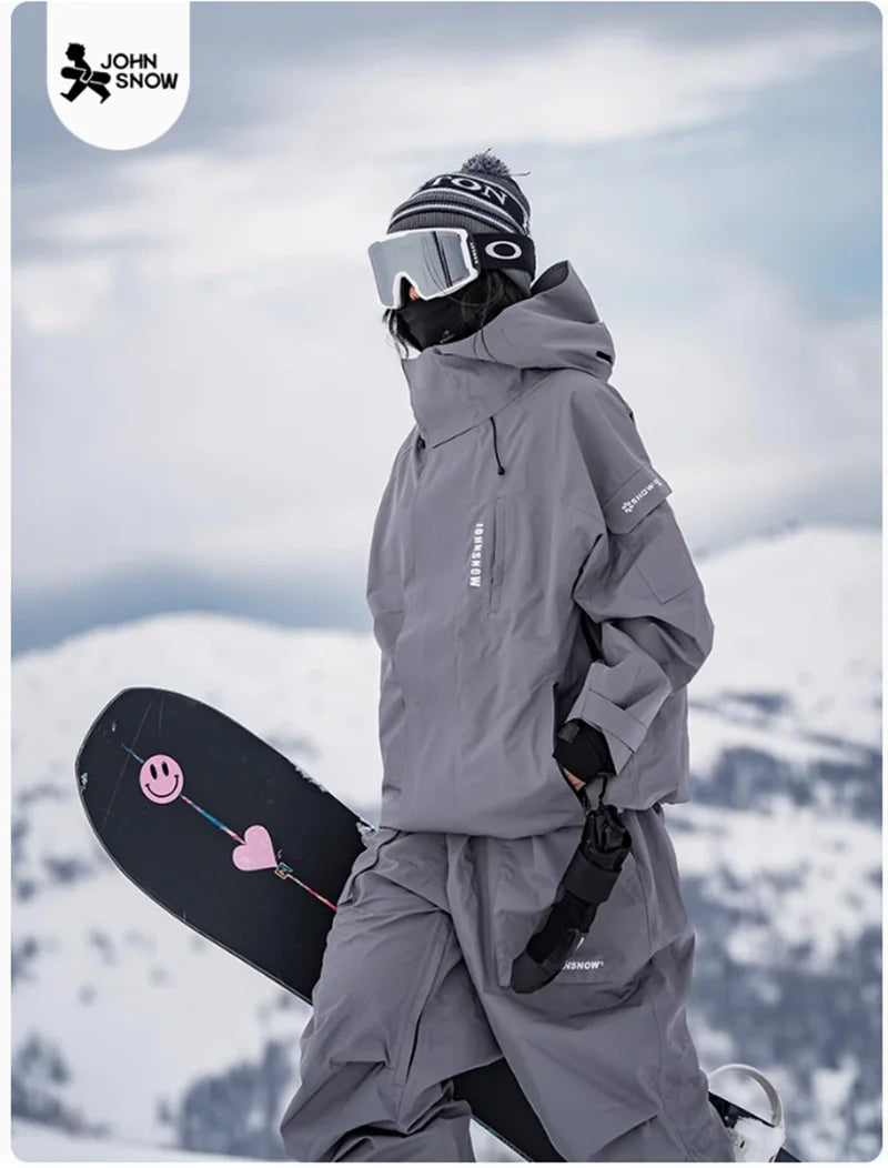 John Snow trajes de esquí de invierno para hombres y mujeres al aire libre impermeable transpirable cálido traje de snowboard conjuntos chaqueta y pantalón de esquí