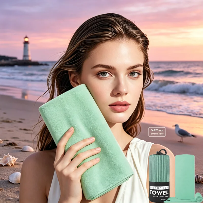 Toalla de playa de microfibra de secado rápido, que no retiene la arena, es de gran capacidad de absorción, suave y fácil de transportar, ideal para nadar, viajar, usar en el gimnasio y para practicar deportes al aire libr