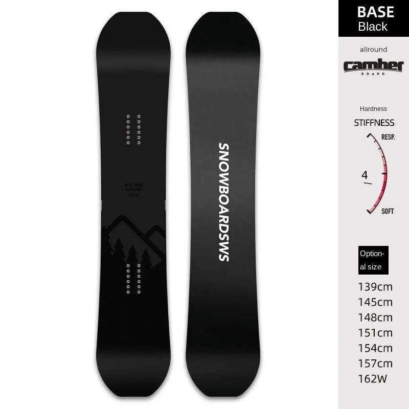 Tabla de Snowboard Freestyle de Dureza Media para Adultos, Negra, Ligera, para Resort, Personalizada, para Principiantes, Equipo de Esquí