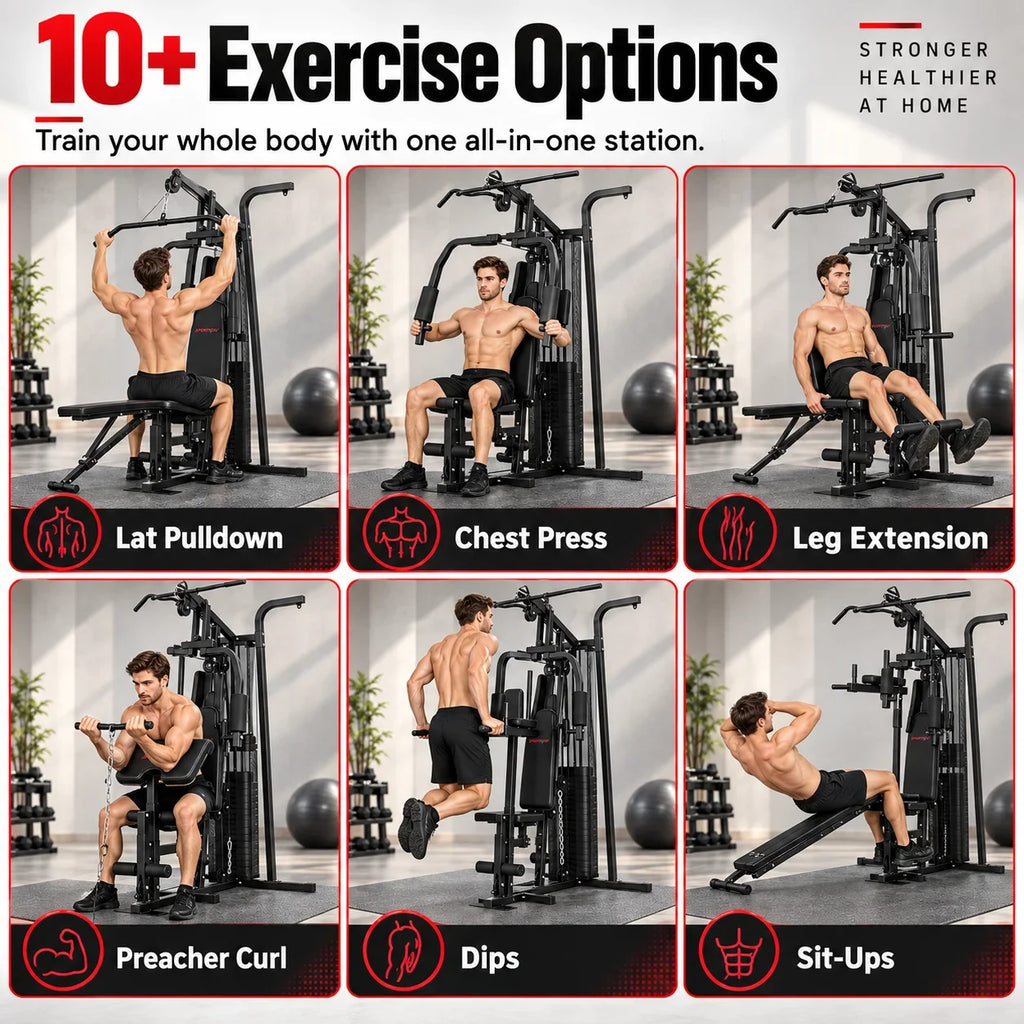 Sistema completo de entrenamiento físico en casa para la pérdida de peso y el aumento de la fuerza, máquina de gimnasio multifuncional con capacidad para ejercicios de todo el cuerpo, resistencia ajustable, diseño cómodo