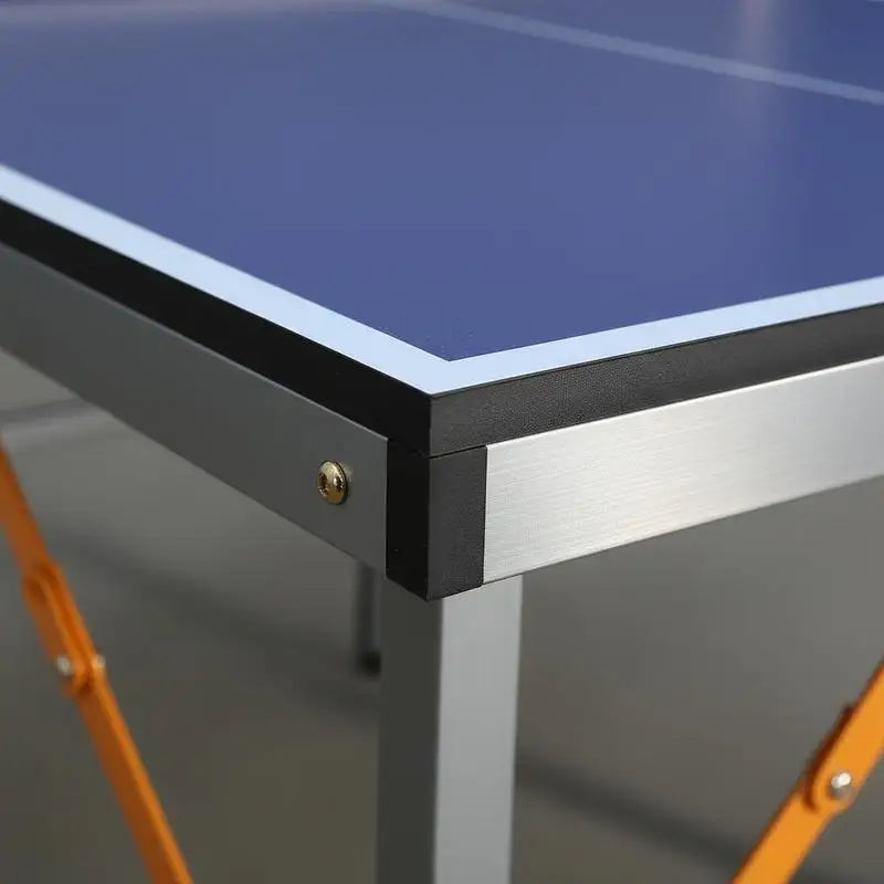 Mesa de ping-pong plegable azul de 152,4×66,04×66,04 cm con 6 patas metálicas estables, plegable para ahorrar espacio, con 10,16 cm de grosor, incluye Set de Pádel, 2 Palas y 3 Pelotas, Patas Antideslizantes, para Interio