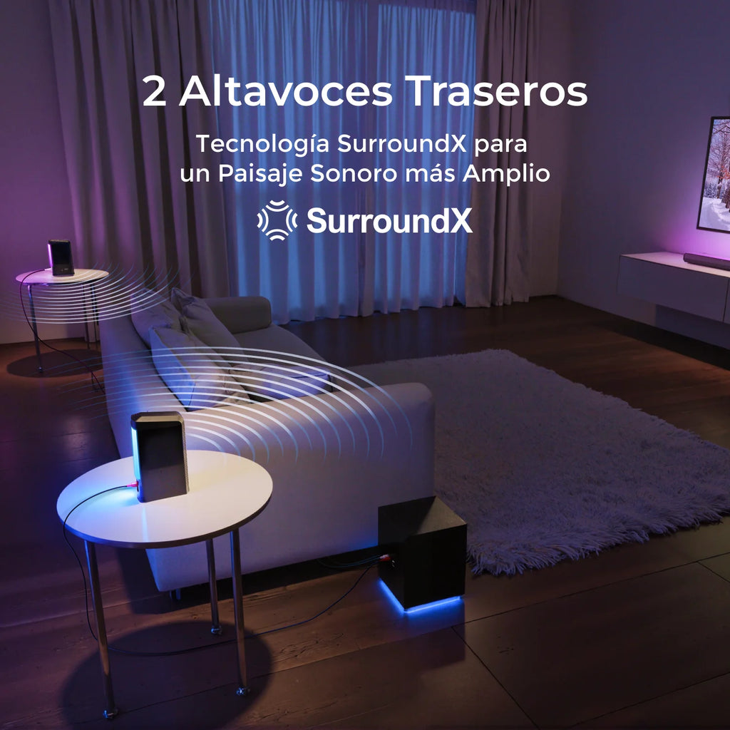 ULTIMEA Apollo S90 Barra de Sonido Desmontable 9.1ch Dolby Atmos, Sistema de Cine en Casa Premium para TV con Subwoofer Inalámbrico, Luz Ambiental RGB, Sonido Envolvente Inmersivo