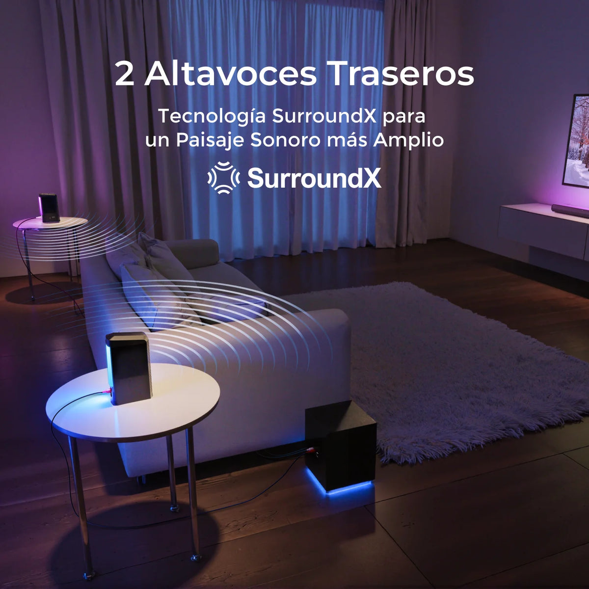 ULTIMEA Apollo S90 Barra de Sonido Desmontable 9.1ch Dolby Atmos, Sistema de Cine en Casa Premium para TV con Subwoofer Inalámbrico, Luz Ambiental RGB, Sonido Envolvente Inmersivo