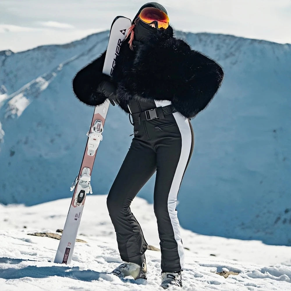 GSOU SNOW-traje de nieve cálido de dos piezas para mujer, mono de Snowboard ajustado, ropa elástica de esquí a prueba de viento con aislamiento para invierno