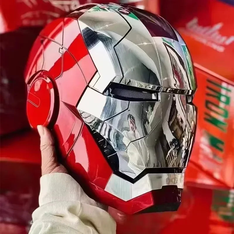 Casco de Iron Man Mk5, Casco de Bumblebee Optimus Prime, Casco Usable 1:1, Máscara con Control por Voz, Figura de Acción, Base Bluetooth, Ojos con Luz