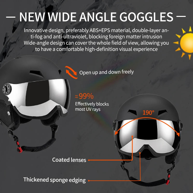 Eastinear's Nuevas gafas ligeras todo en uno Casco de esquí Equipo de esquí y snowboard al aire libre para hombres y mujeres