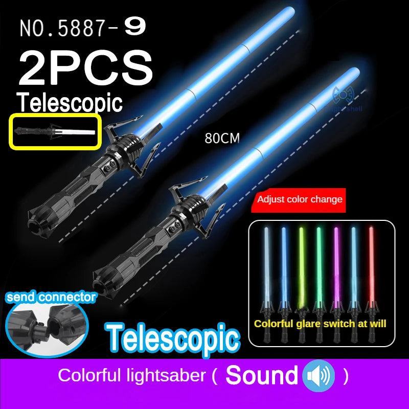Espada láser RGB de 80 cm, juguete de sable de luz, 7 colores cambiantes, fuentes de sonido para niños, Force FX FOC Blaster, juguete de espada láser Jedi, regalo