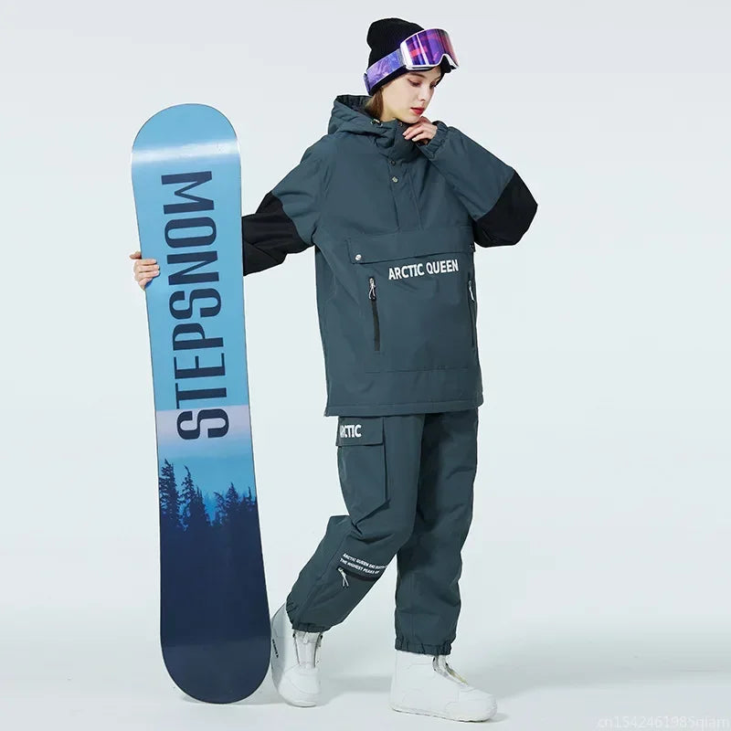 Conjuntos de Trajes de Nieve para Hombre y Mujer, Ropa de Snowboard, Ropa de Invierno para Exteriores, Sudadera con Capucha, Traje Impermeable, Chaqueta de Esquí + Pantalones