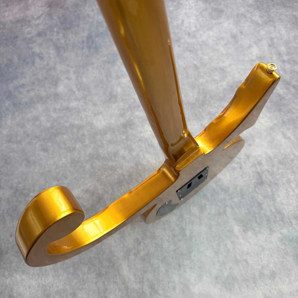 Guitarra eléctrica Gold Prince, cuerpo macizo, sin trastes en el diapasón, herrajes dorados, sistema de trémolo con una sola pastilla y una pastilla doble, guitarra de rock.