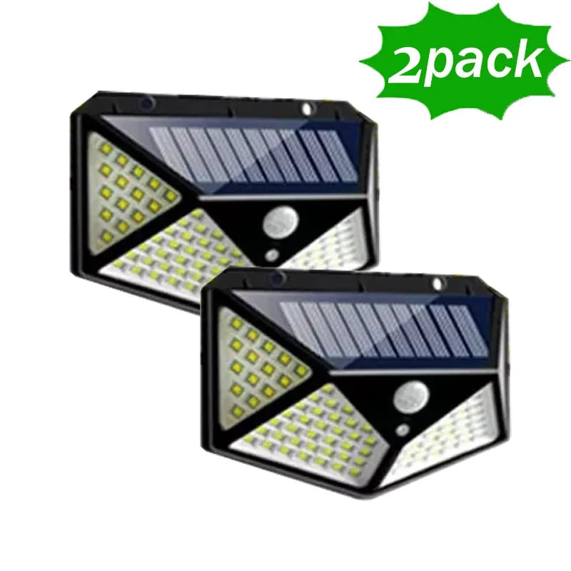 Paquete de 12 lámparas solares de pared de 100 LED con 3 modos, sensor de movimiento de seguridad, luces solares impermeables para exteriores para patio, garaje, terraza y jardín