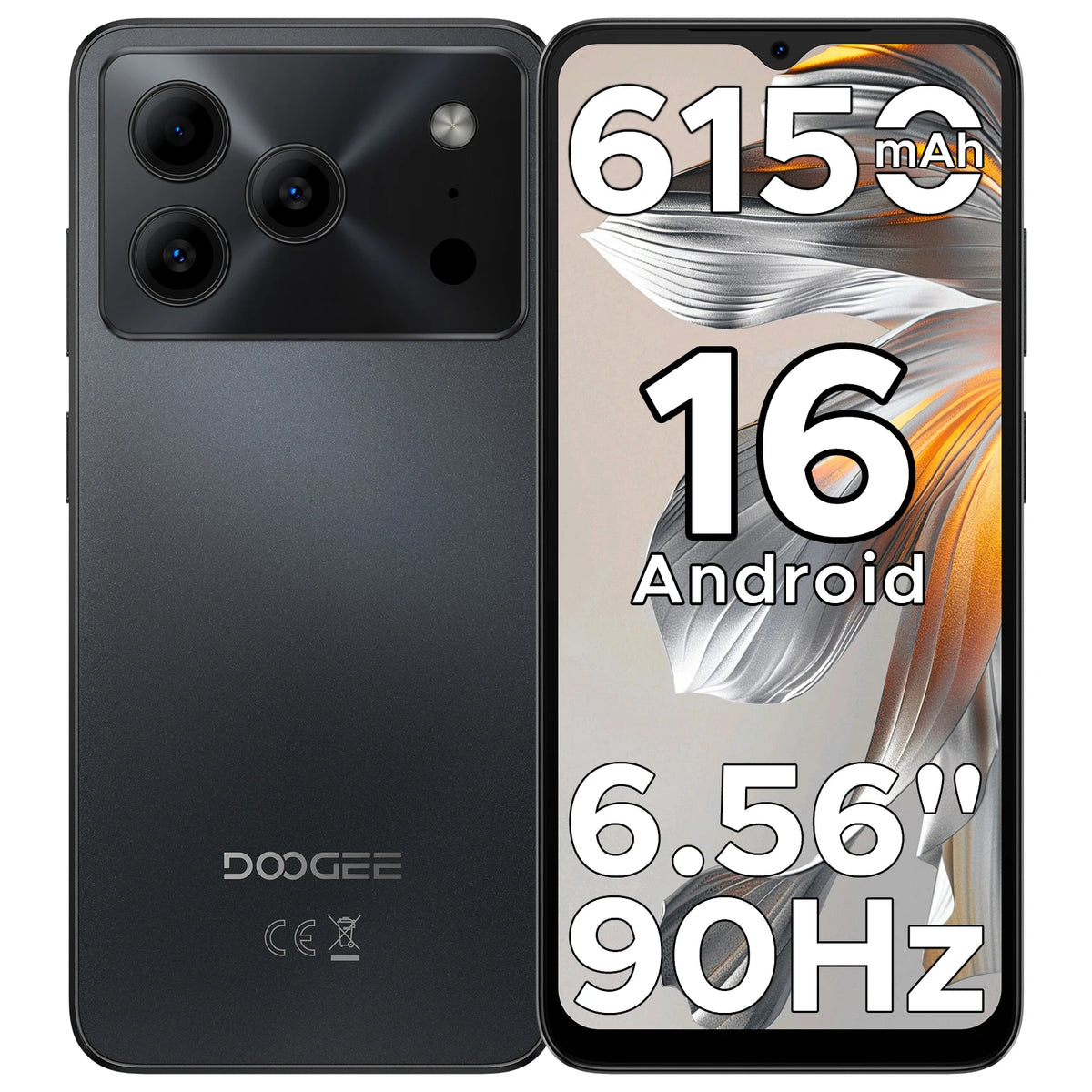 Smartphone DOOGEE Note 56, Android 16, batería grande de 6150 mAh, 24 GB de RAM (3+21), 64 GB de ROM, cámara de 8 MP, pantalla de 6,56'' a 90 Hz, teléfonos móviles
