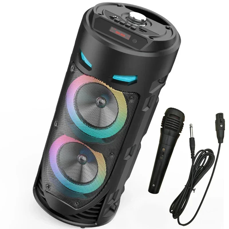 Columna inalámbrica de 30W, altavoz estéreo portátil con Bluetooth de gran potencia, subwoofer, altavoces de fiesta de graves con micrófono, Karaoke familiar, USB