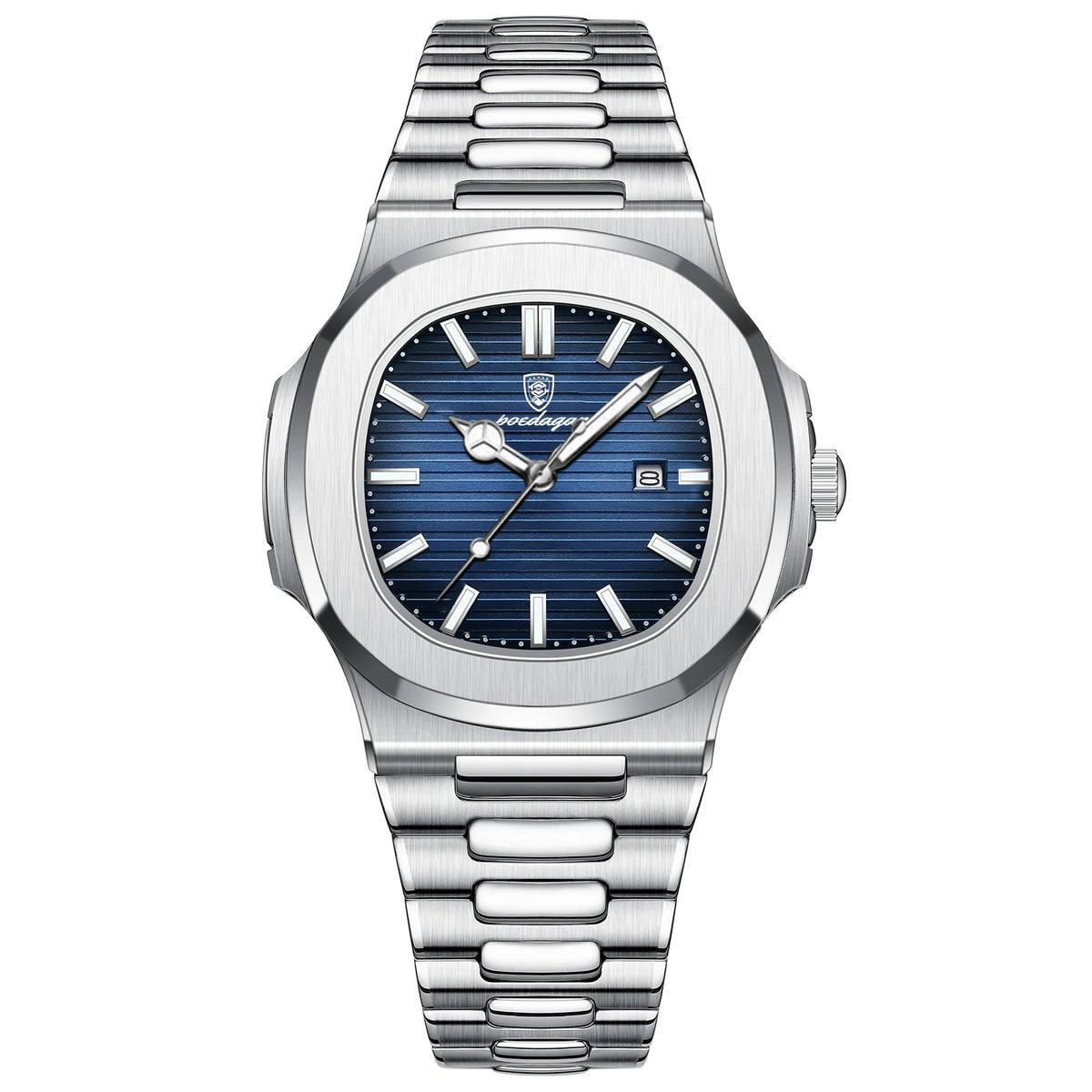 Reloj de pulsera de lujo para hombre POEDAGAR, cuadrado, con fecha, luminoso, resistente al agua, de acero inoxidable, reloj de cuarzo para hombre, estilo deportivo y de negocios