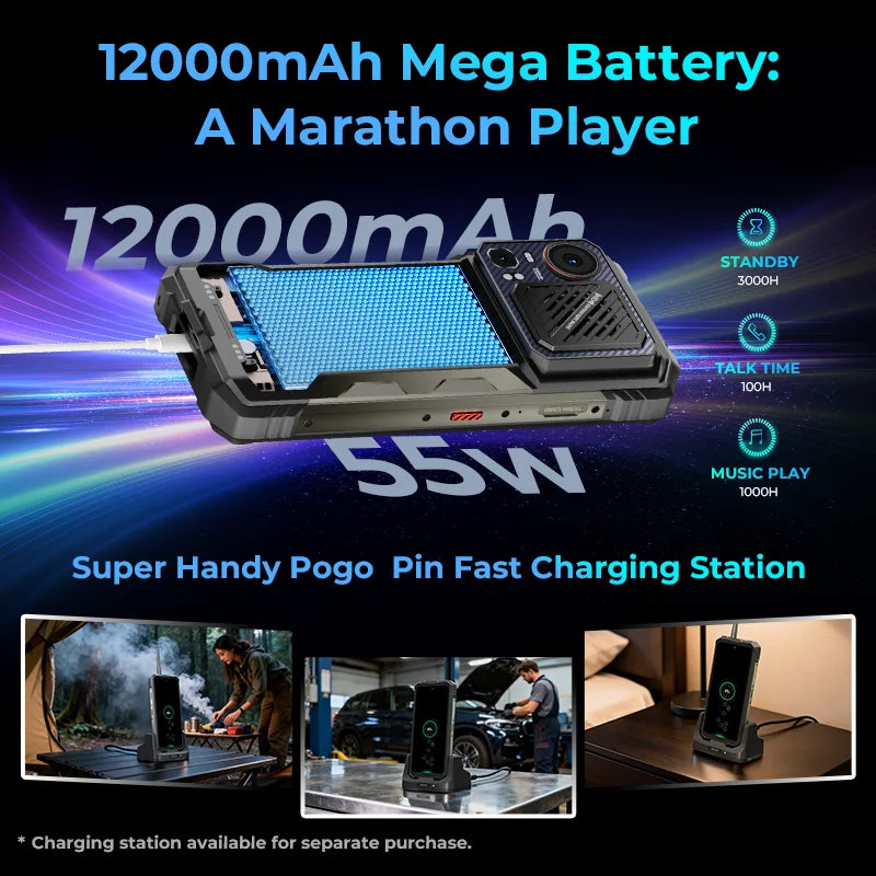 HOTWAV Hyper 8 Pro 6.8'' 2K 120Hz Display 5G Octa-core Rugged Smartphone 125dB Lound Speaker 12000mAh Mega Battery 55W Fast Charging Mobile Phone 108MP+32MP+20MP Camera 12GB RAM 512GB ROM 4K Video Recording Android 15 Cellpho