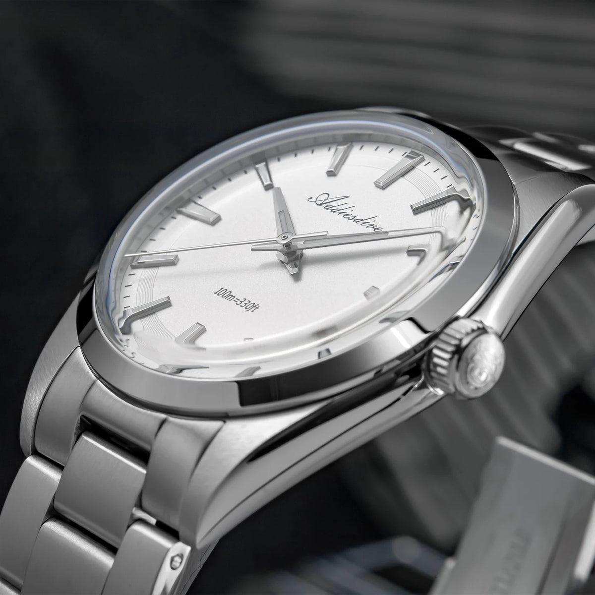 Reloj de cuarzo casual de negocios para hombre ADDIESDIVE, luminiscencia BGW9, resistente al agua 100M, reloj de vestir de acero inoxidable para uso diario en oficina, 36mm