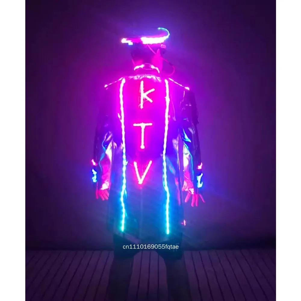 Traje de Actuación para Discoteca KTV con Luces LED de Colores Intermitentes, Disfraz Luminoso con LED Brillantes para Fiesta de Halloween y Espectáculo Escénico