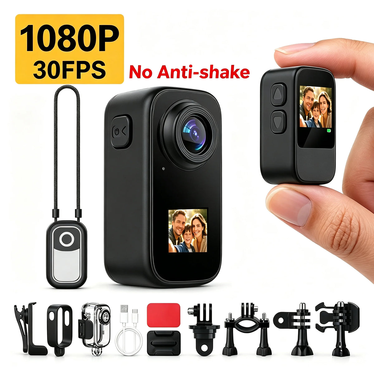 Mini Cámara de Acción 5K 4K 2.7K 60FPS Antivibración Táctil Impermeable con Colgante Magnético para Motocicleta, Bicicleta y Deportes al Aire Libre