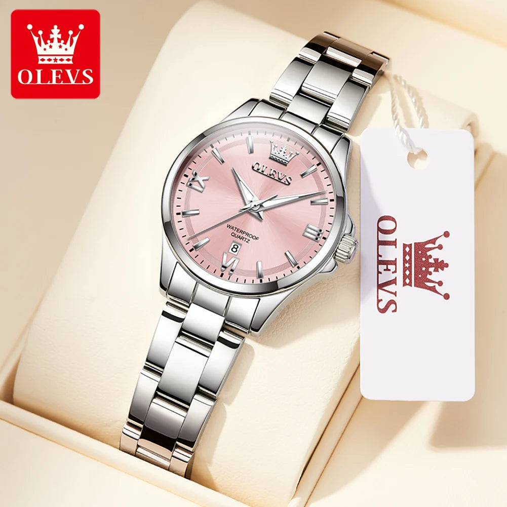 Reloj OLEVS 3668 para mujer, moderno, resistente al agua, luminoso, de cuarzo, con fecha automática, pulsera para dama, caja de regalo original.