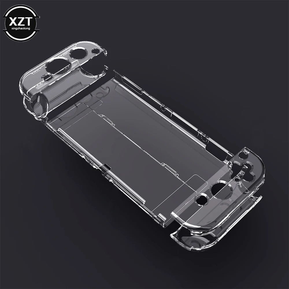 Funda Protectora Transparente de Cristal para Nintendo Switch OLED, Carcasa Rígida Transparente Acoplable para Consola Switch OLED, Accesorio